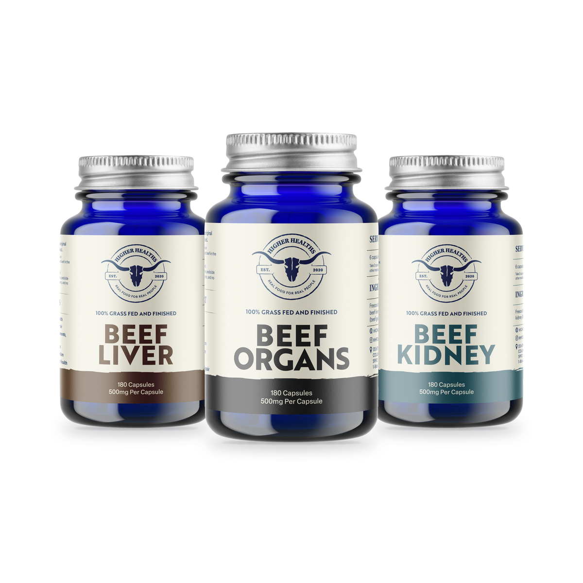 Higher Healths Beef Liver, Beef Organs and Beef Kidney bottles – Foundational Organ Stack